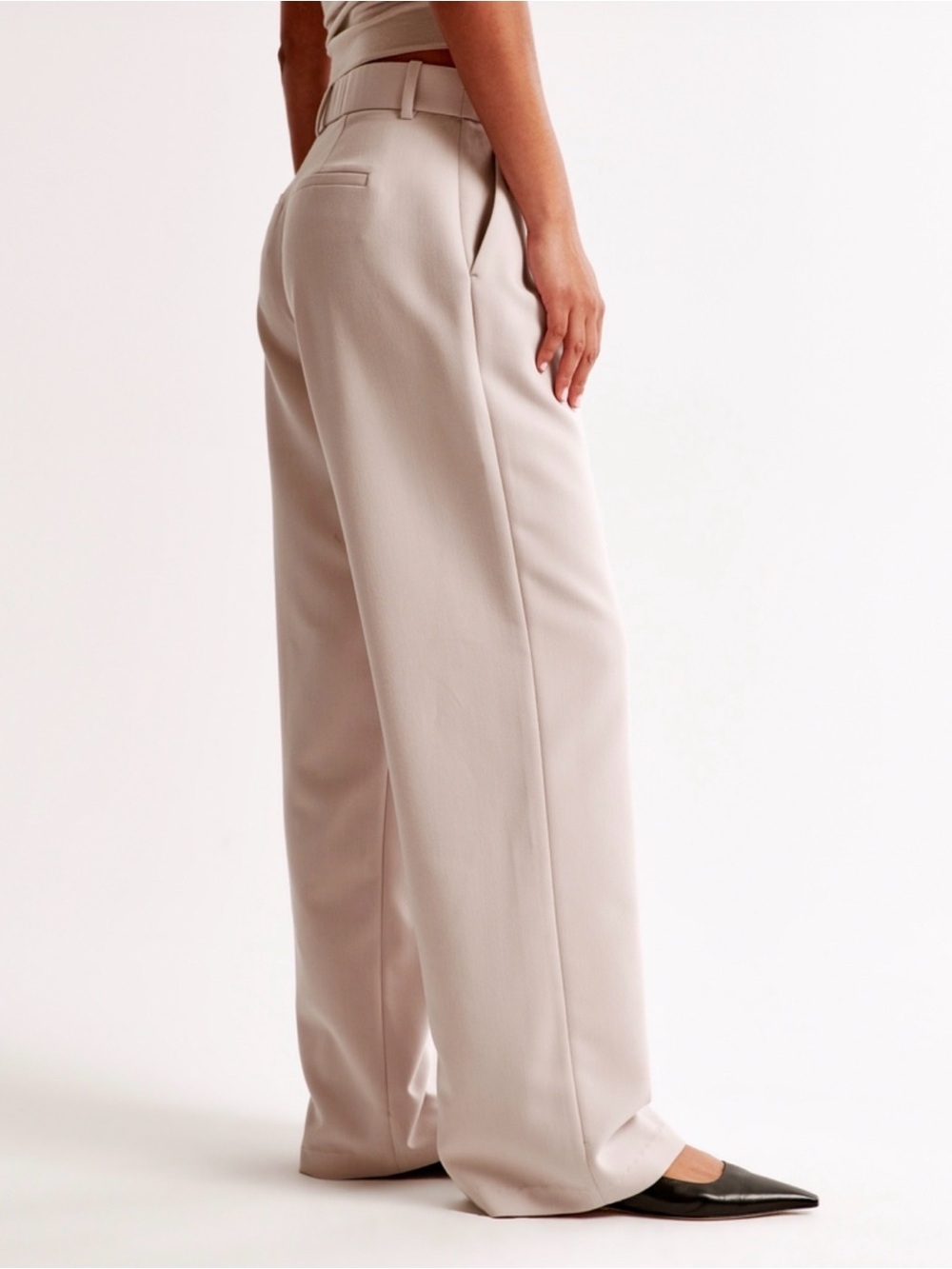 Abercrombie Curve Love Sloane Short Inseam Tailored Wide Leg Pant in Ash lowrise - Picture 3 of 9